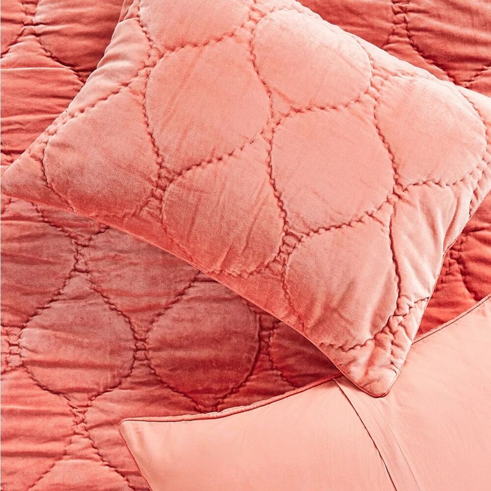 NEW Anthropologie Claire Cotton Velvet Satin Shams, Set of 2